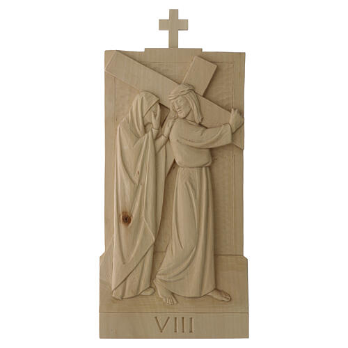 Vía Crucis 14 estaciones madera natural Val Gardena 40x20 cm 9