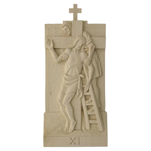 Vía Crucis 14 estaciones madera natural Val Gardena 40x20 cm 12