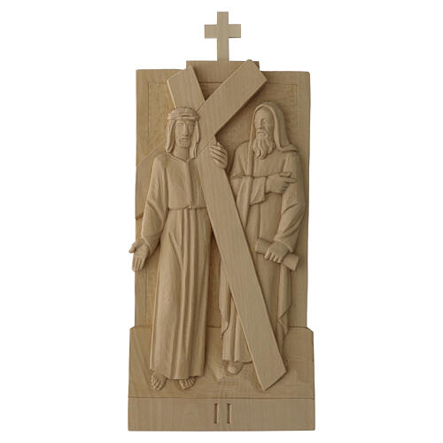 Via Crucis 14 stations in natural Valgardena wood, 40x20 cm 3