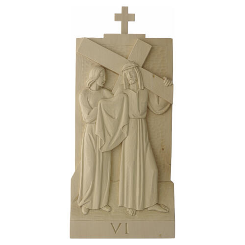 Via Crucis 14 stations in natural Valgardena wood, 40x20 cm 7
