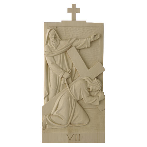 Via Crucis 14 stations in natural Valgardena wood, 40x20 cm 8
