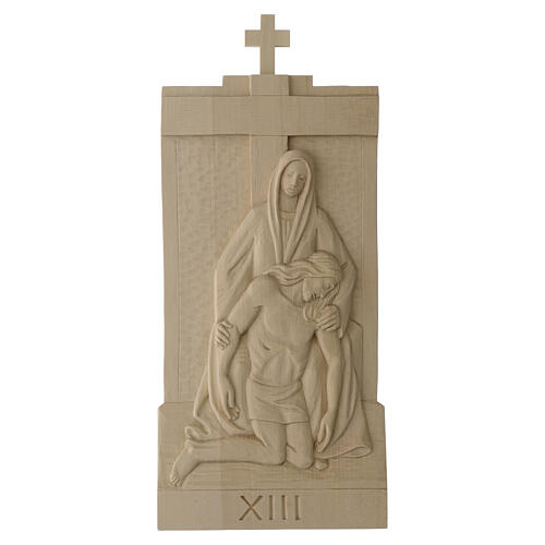 Via Crucis 14 stations in natural Valgardena wood, 40x20 cm 15