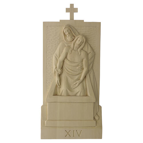 Via Crucis 14 stations in natural Valgardena wood, 40x20 cm 16