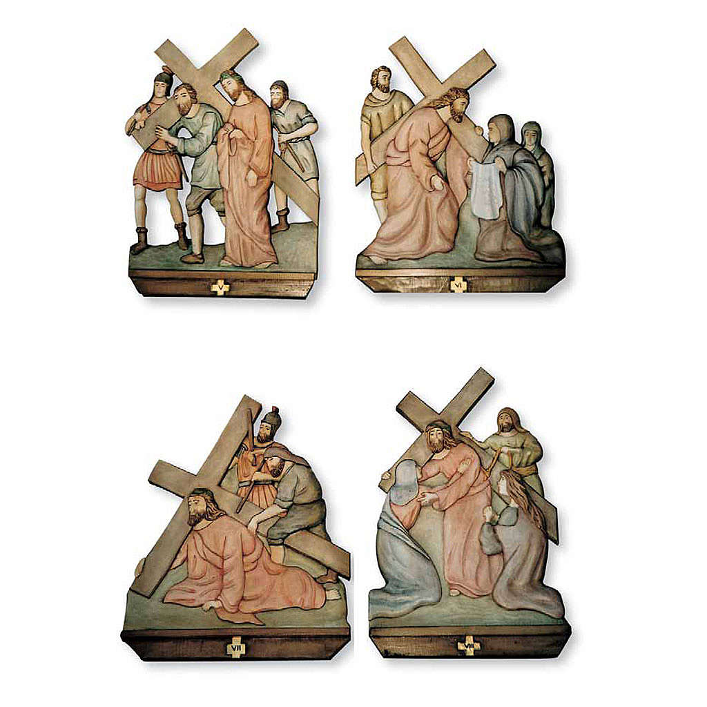 Stations of the Cross relief in painted wood | online sales on HOLYART ...