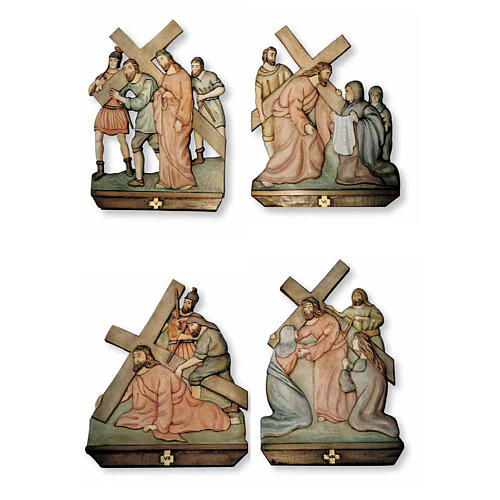Via Crucis 15 Stazioni rilievo in legno colorato 2