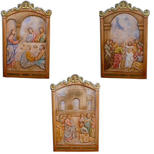 Vía Crucis 14 estaciones 80 x 60 cm  madera tallada a mano 4