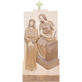Vía Crucis: Vía Crucis 14 estaciones 40 x 20 cm madera Valgardena con pátina