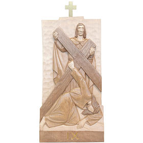 Vía Crucis: Vía Crucis 14 estaciones 40 x 20 cm madera Valgardena con pátina