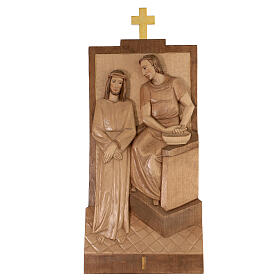 Vía Crucis 14 estaciones 40 x 20 cm madera Valgardena con pátina
