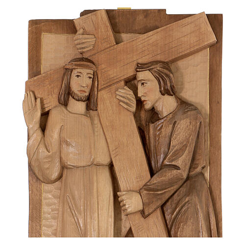 Vía Crucis 14 estaciones 40 x 20 cm madera Valgardena con pátina 9