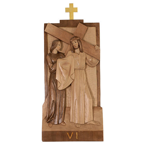 Vía Crucis 14 estaciones 40 x 20 cm madera Valgardena con pátina 10