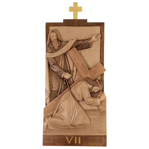 Vía Crucis 14 estaciones 40 x 20 cm madera Valgardena con pátina 11
