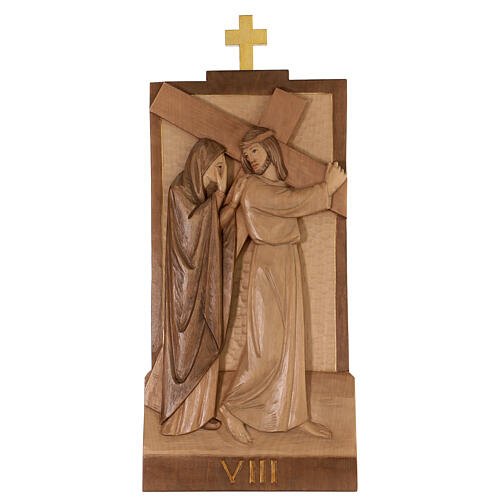 Vía Crucis 14 estaciones 40 x 20 cm madera Valgardena con pátina 12