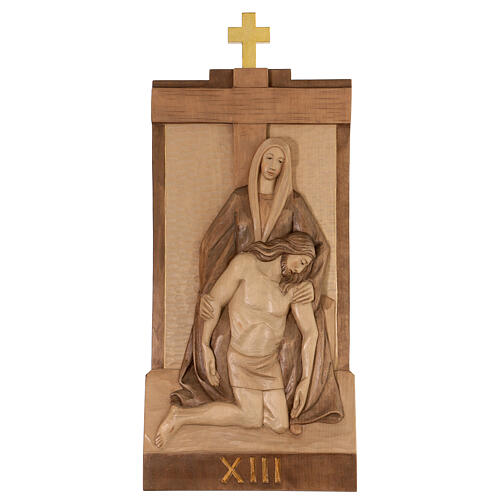 Vía Crucis 14 estaciones 40 x 20 cm madera Valgardena con pátina 17