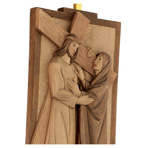 Way of the Cross 14 stations 40x20cm, in multi-patinated Valgardena wood 6