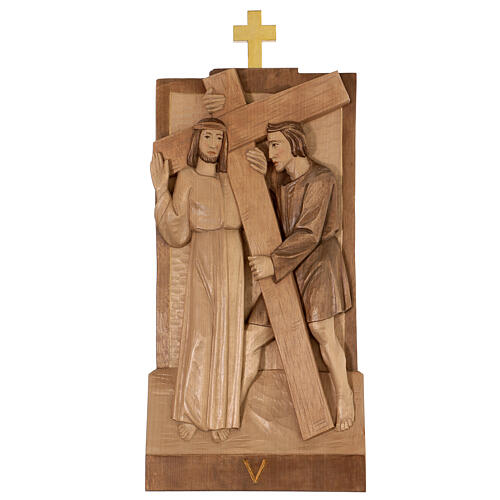 Way of the Cross 14 stations 40x20cm, in multi-patinated Valgardena wood 8