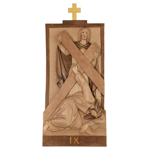 Way of the Cross 14 stations 40x20cm, in multi-patinated Valgardena wood 13