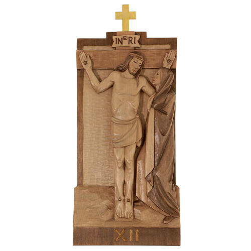 Way of the Cross 14 stations 40x20cm, in multi-patinated Valgardena wood 16