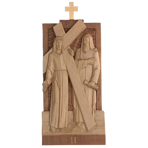 Way of the Cross 14 stations 40x20cm patinated Valgardena wood 5