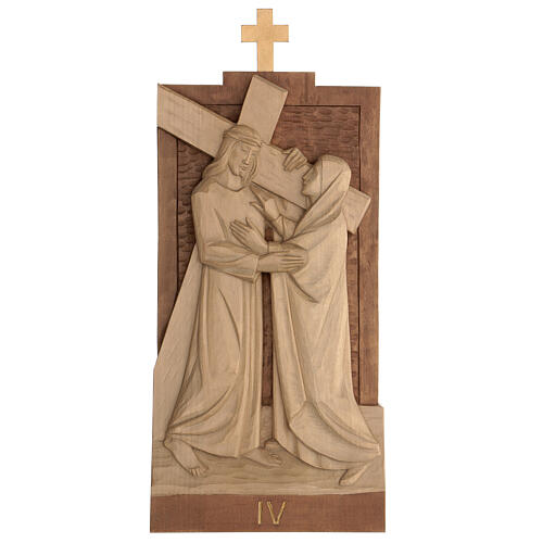 Way of the Cross 14 stations 40x20cm patinated Valgardena wood 7