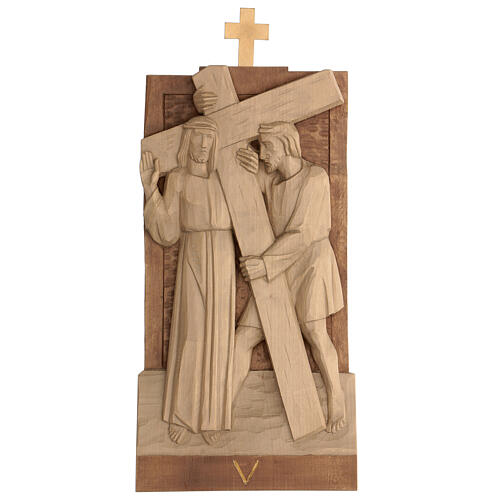 Way of the Cross 14 stations 40x20cm patinated Valgardena wood 8
