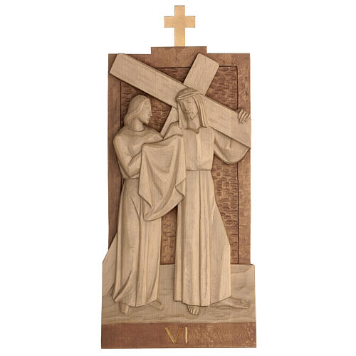 Way of the Cross 14 stations 40x20cm patinated Valgardena wood 9
