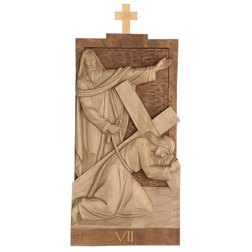 Way of the Cross 14 stations 40x20cm patinated Valgardena wood 10