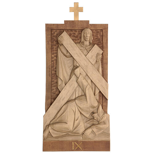 Way of the Cross 14 stations 40x20cm patinated Valgardena wood 12