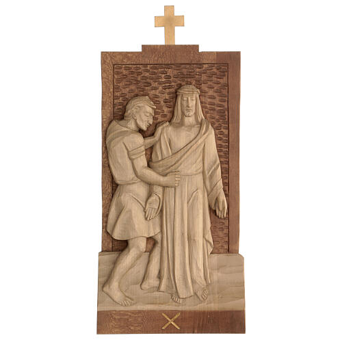 Way of the Cross 14 stations 40x20cm patinated Valgardena wood 13