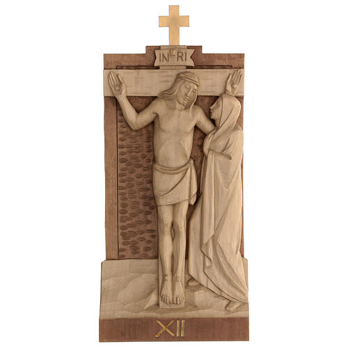 Way of the Cross 14 stations 40x20cm patinated Valgardena wood 15