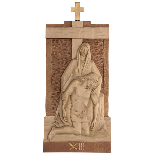 Way of the Cross 14 stations 40x20cm patinated Valgardena wood 16