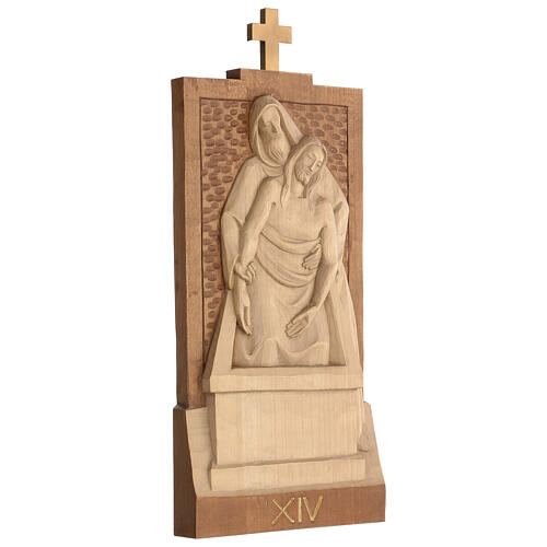 Way of the Cross 14 stations 40x20cm patinated Valgardena wood 18