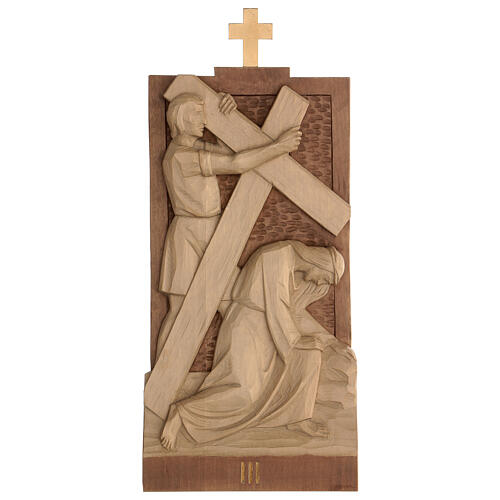Stations of the Cross 14 stations 40x20cm in patinated Valgardena wood 6