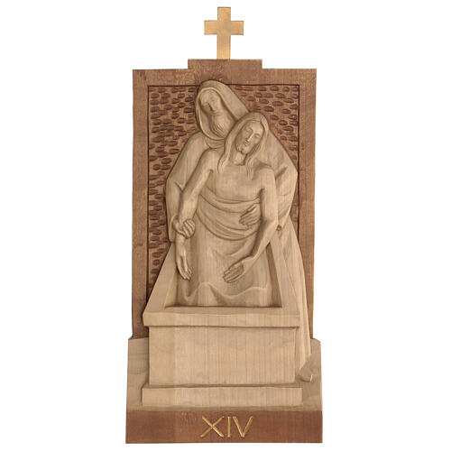Stations of the Cross 14 stations 40x20cm in patinated Valgardena wood 17