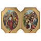 Way of the cross with 15 stations on wood with gold foil 52.5x35cm s2