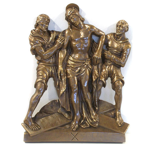 Via Crucis in bronzed brass, 15 stations 10