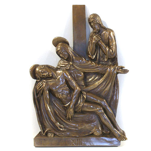 Via Crucis in bronzed brass, 15 stations 13
