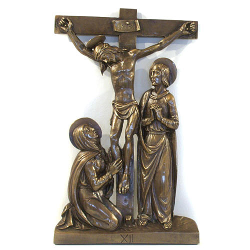 Via Crucis in bronzed brass, 15 stations 12