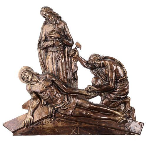 Via Crucis in bronzed brass, 15 stations 11