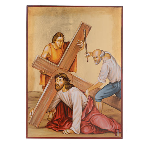 Vía Crucis 15 Estaciones iconos pintados a mano 44x32 cm Rumania 3