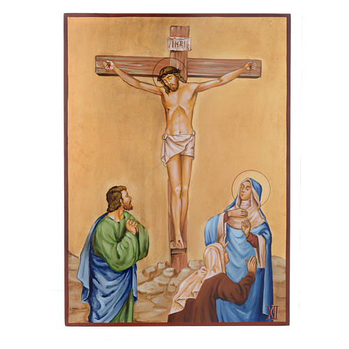 Vía Crucis 15 Estaciones iconos pintados a mano 44x32 cm Rumania 12