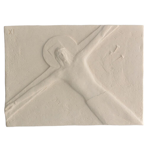 Handgefertigter Kreuzweg Jesu aus regulären Formfliesen 34x25 cm 15 Stationen 14