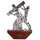 Way of the cross, 15 stations in silver brass with wooden capital s3