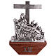Way of the cross, 15 stations in silver brass with wooden capital s14