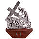 Vía Crucis latón plateado 15 estaciones capitel madera 30x50 cm s8
