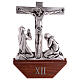 Vía Crucis latón plateado 15 estaciones capitel madera 30x50 cm s13