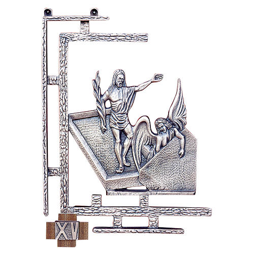 Stations of the Cross, 15 stations 30x23cm in silver brass 1