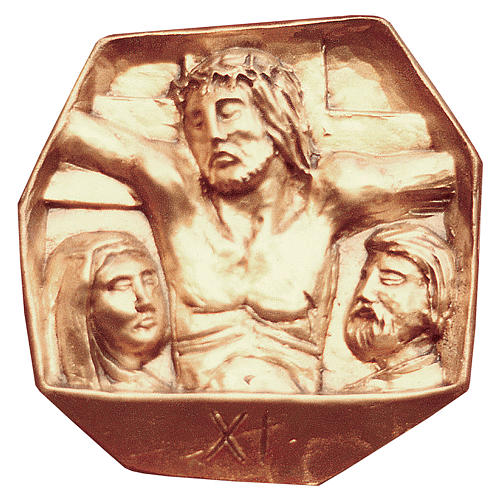 Vía Crucis latón dorado 15 estaciones 34 x 34 cm 1