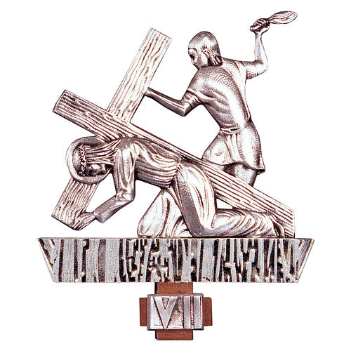 Vía Crucis latón plateado 15 estaciones 27 x 28 cm 1