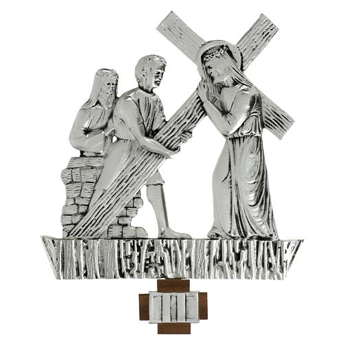 Vía Crucis latón plateado 15 estaciones 27 x 28 cm 2